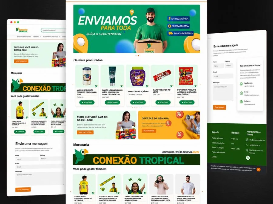 Loja virtual Conexão Tropical, e-commerce de produtos brasileiros com entrega para a Suíça e Liechtenstein